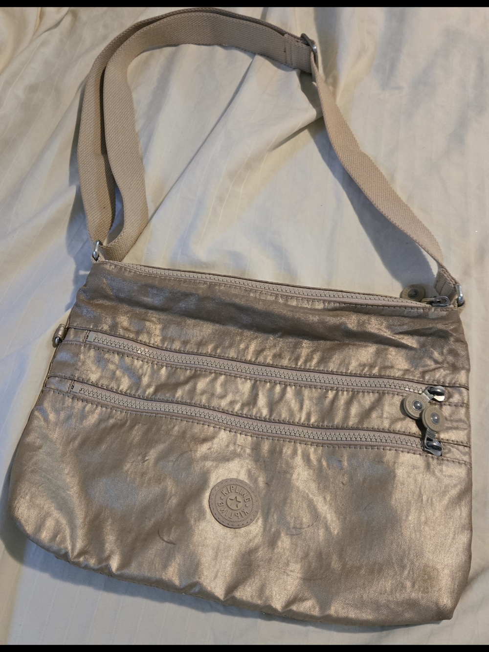 Kipling Metallic Gold Crossbody Bag